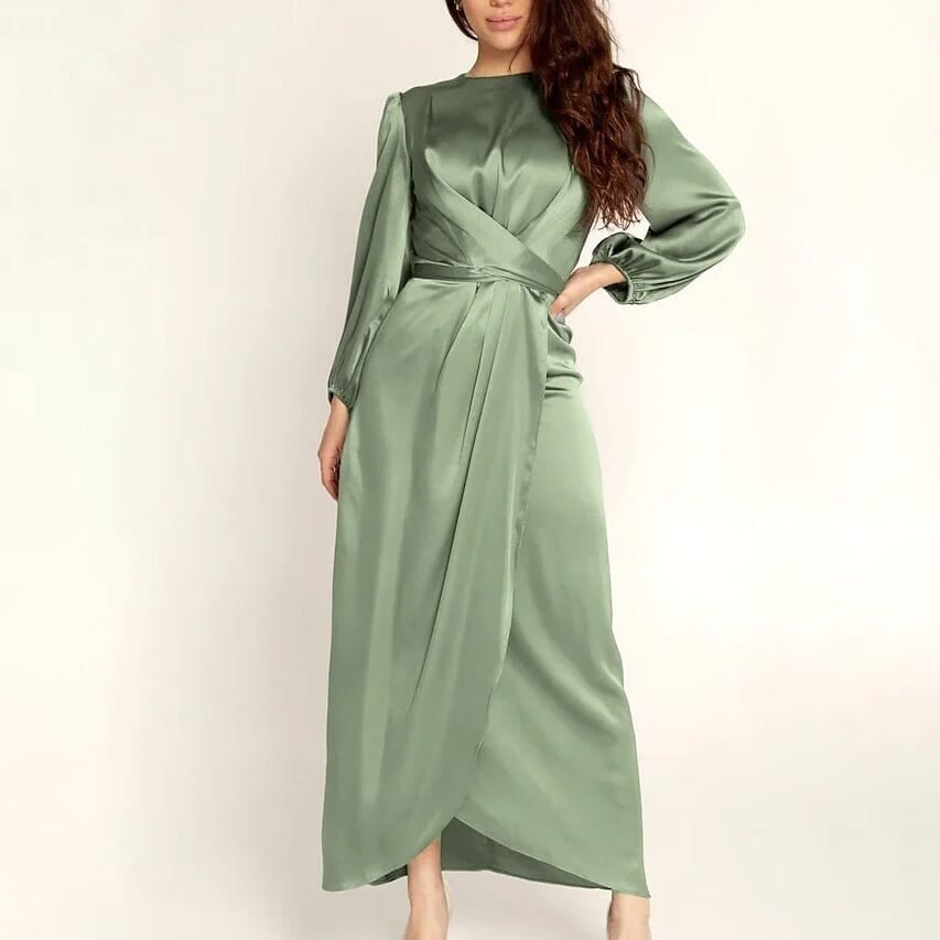 Womens Satin Swing Maxi Dress Image 4