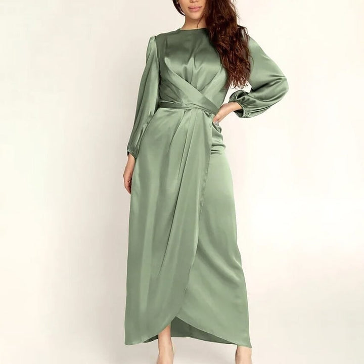 Womens Satin Swing Maxi Dress Image 4