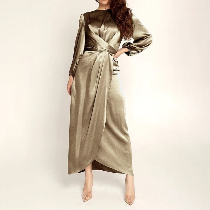 Womens Satin Swing Maxi Dress Image 4