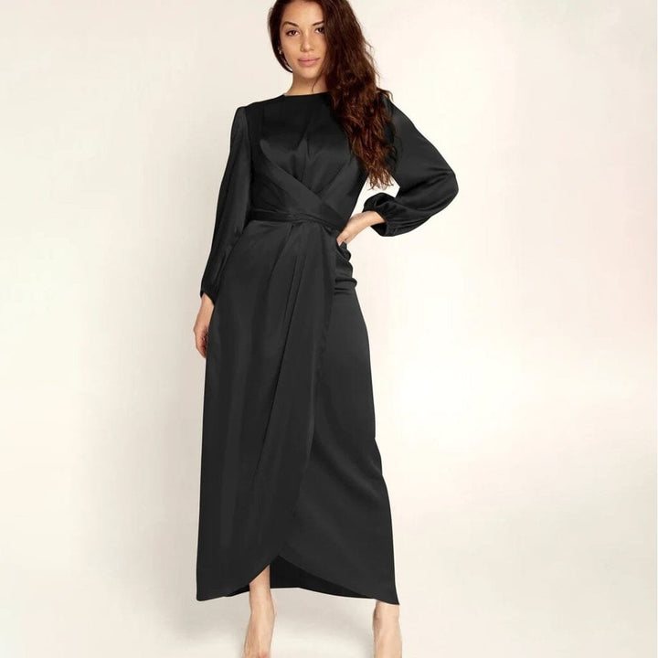 Womens Satin Swing Maxi Dress Image 6