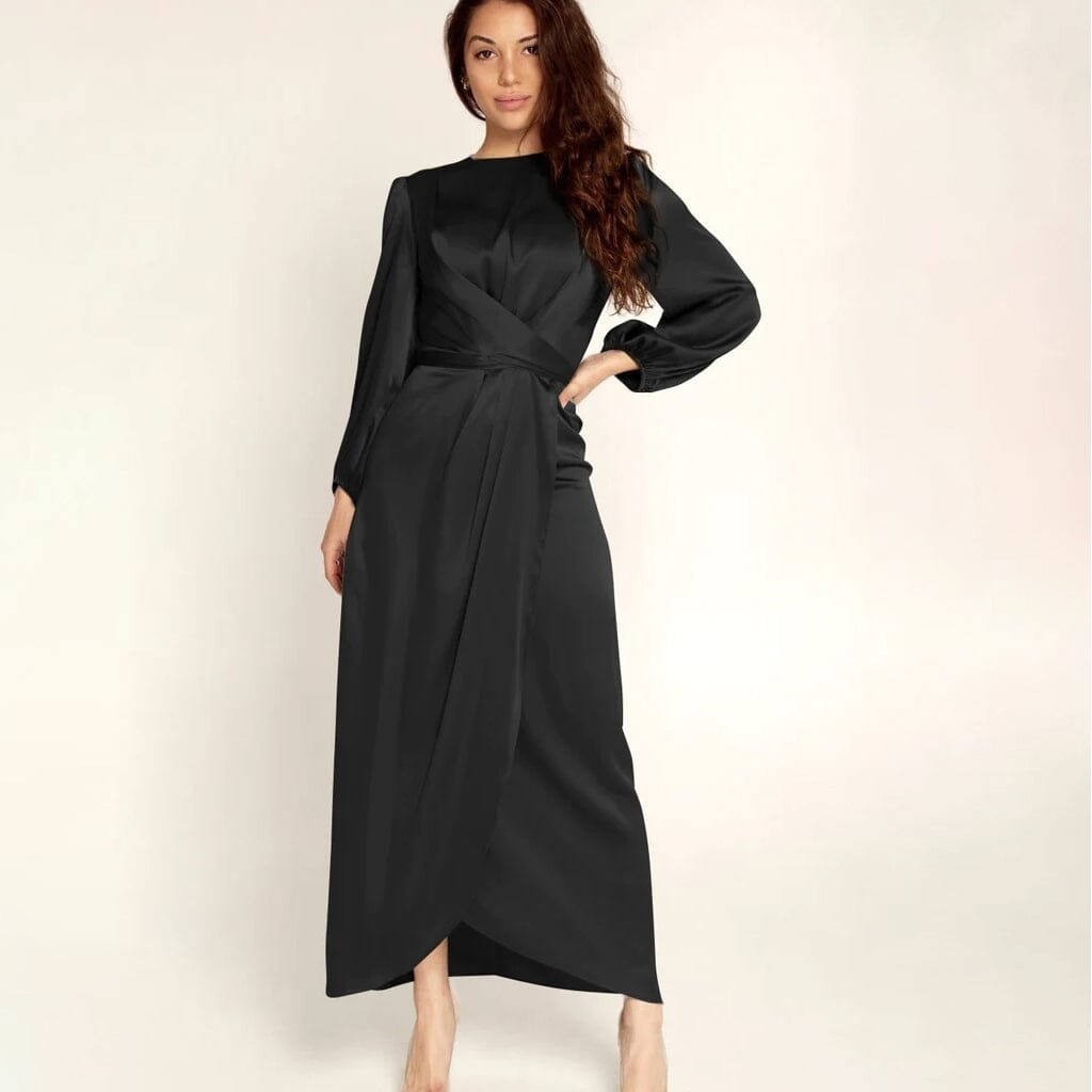 Womens Satin Swing Maxi Dress Image 1