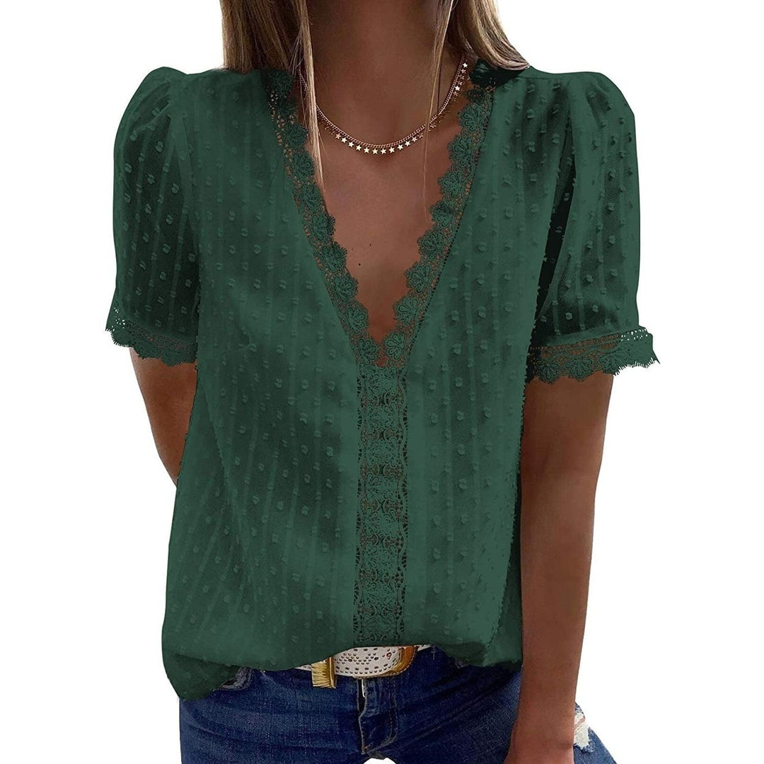 Womens Sexy Lace V-Neck Top Image 3