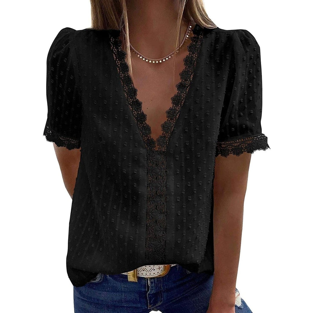 Womens Sexy Lace V-Neck Top Image 4