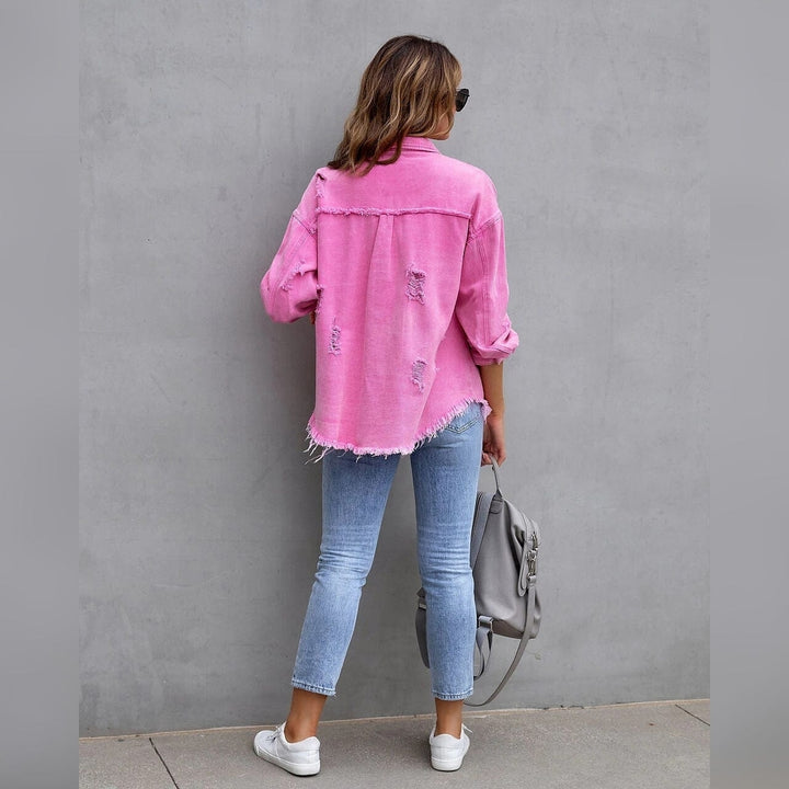 Womens Shacket Long Sleeve Denim Image 8