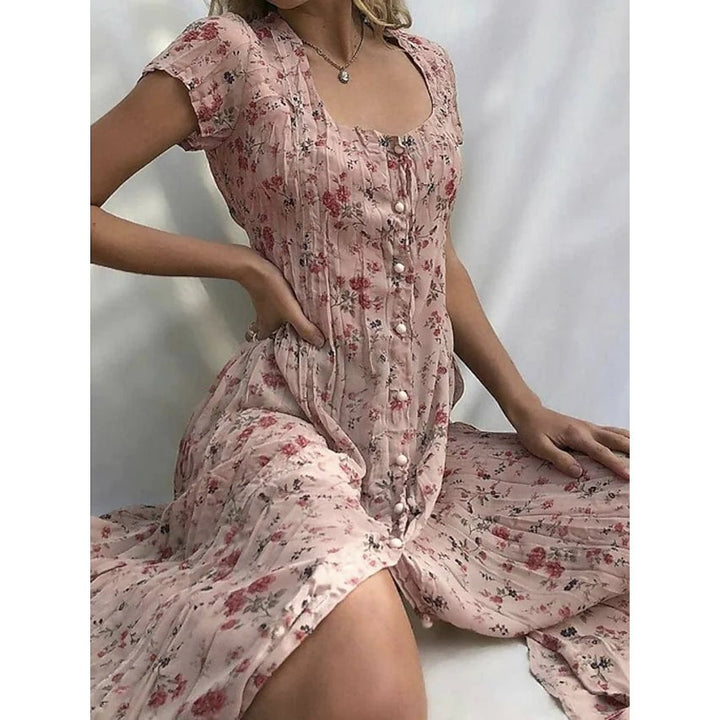 Womens Shift Short Sleeve Floral Print Dress Image 2