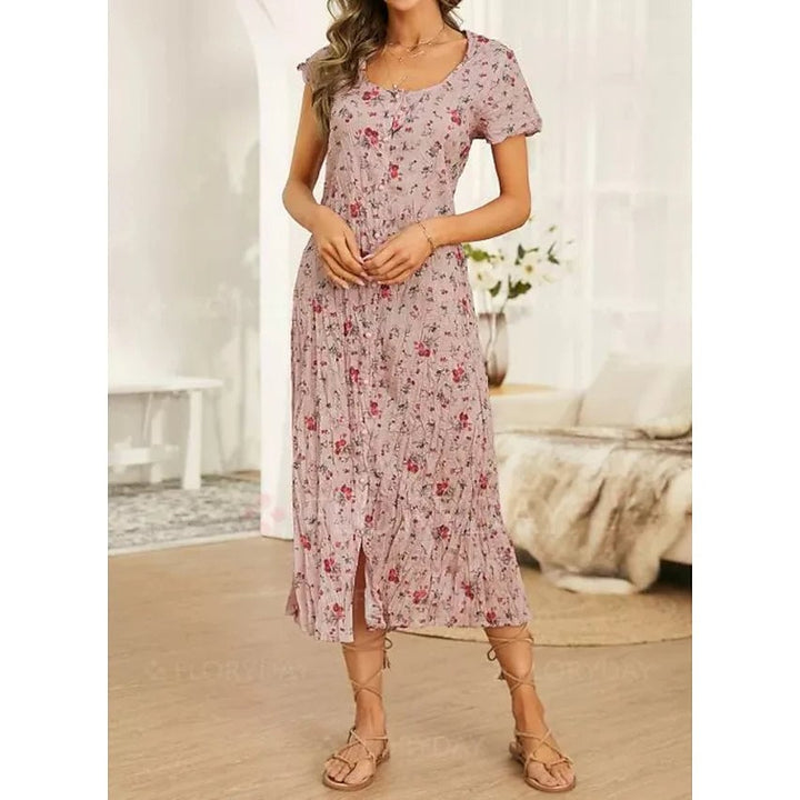 Womens Shift Short Sleeve Floral Print Dress Image 6