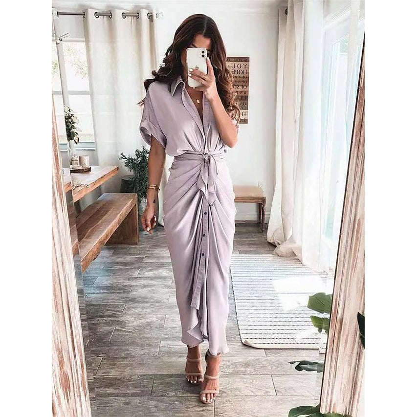 Womens Shirt Maxi Long Dress Image 3