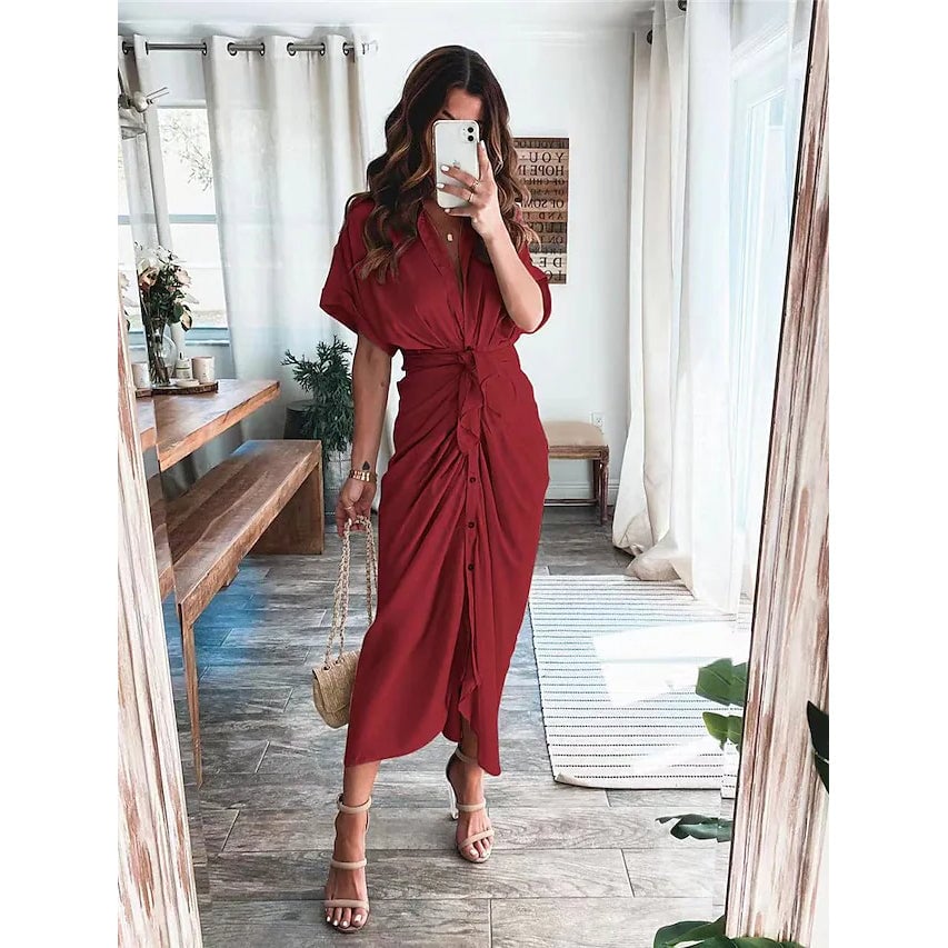 Womens Shirt Maxi Long Dress Image 4