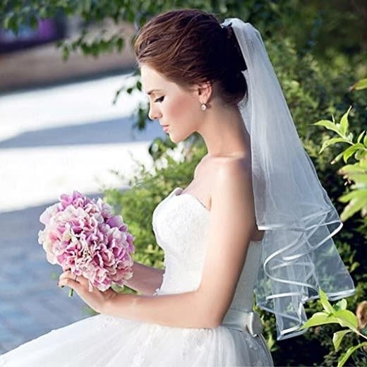 Womens Simple Bridal Veil with Comb Image 9