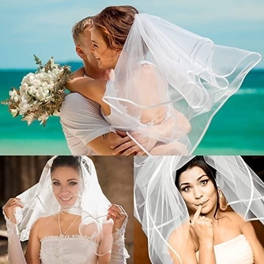 Womens Simple Bridal Veil with Comb Image 10