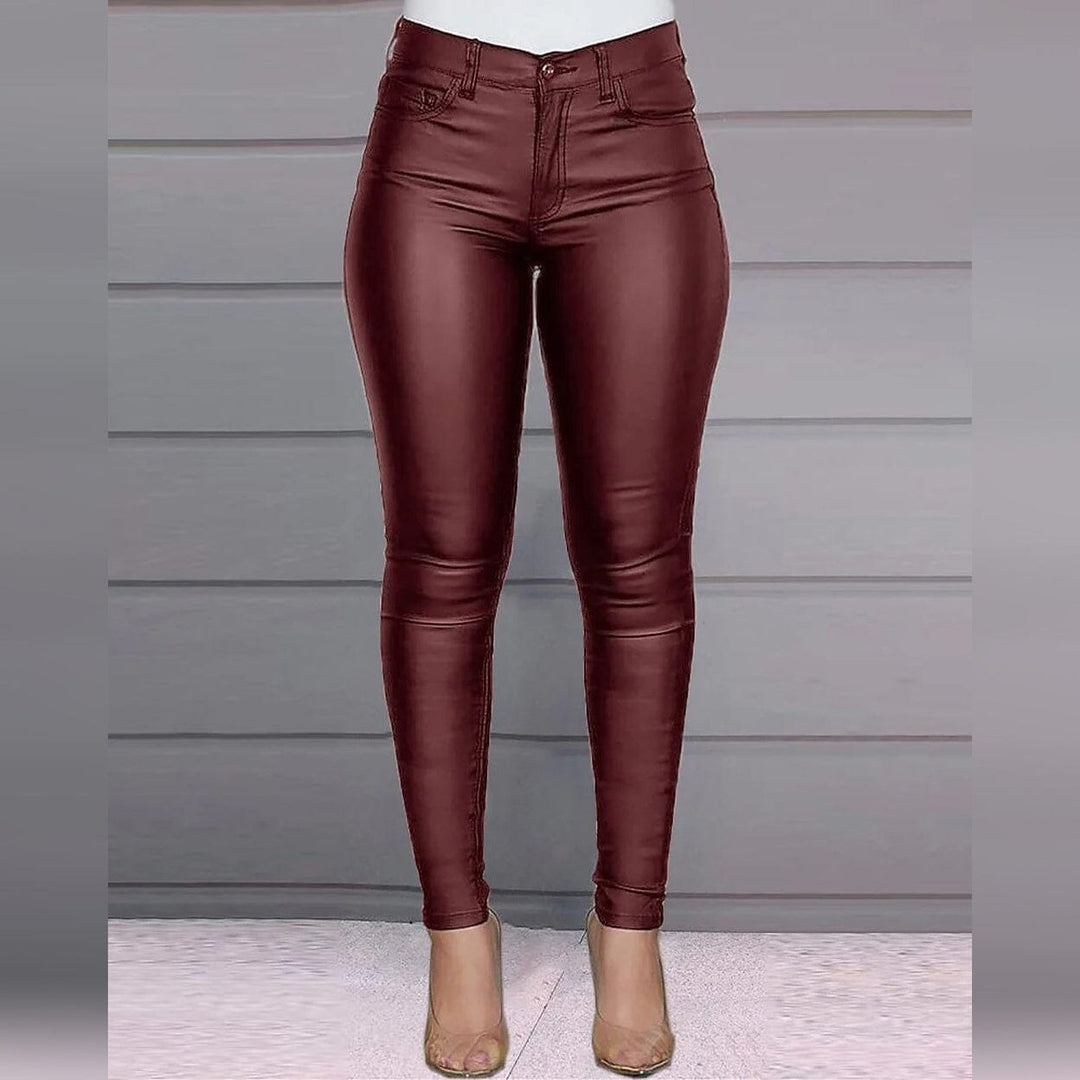 Womens Skinny Leather Pants Image 1