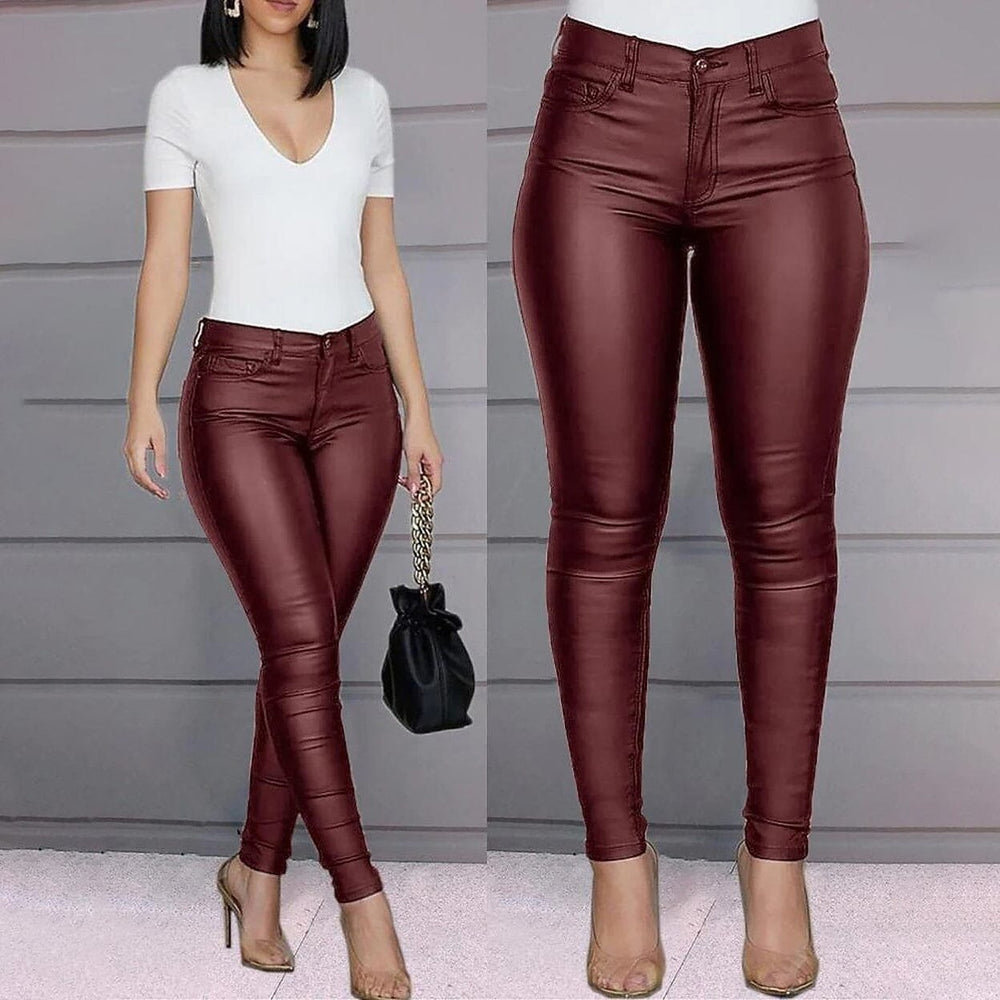 Womens Skinny Leather Pants Image 2