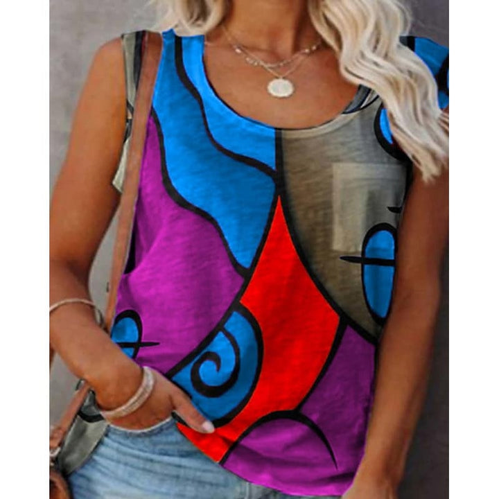 Womens Sleeveless Crew Neck Casual Top Vest Image 1