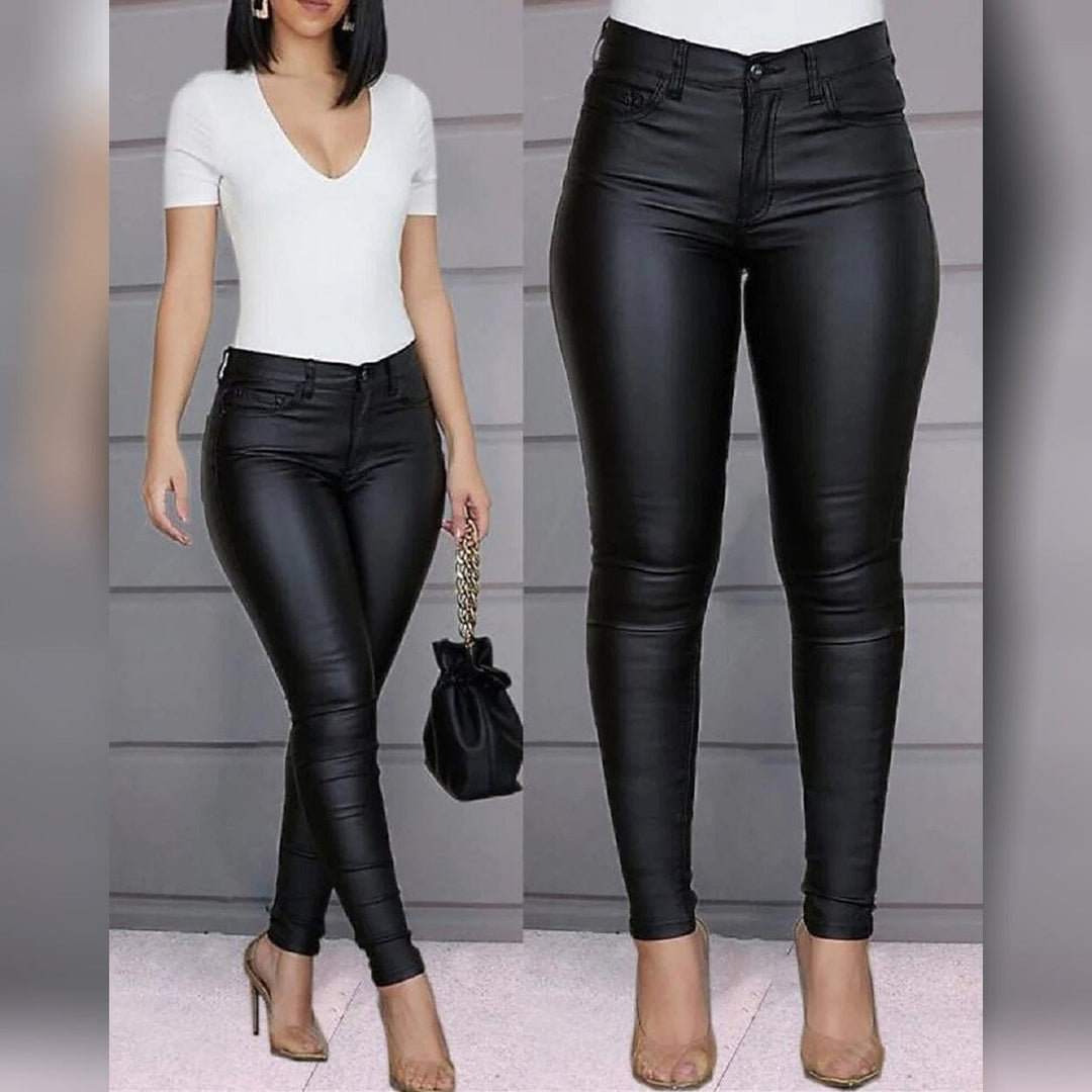 Womens Skinny Leather Pants Image 4