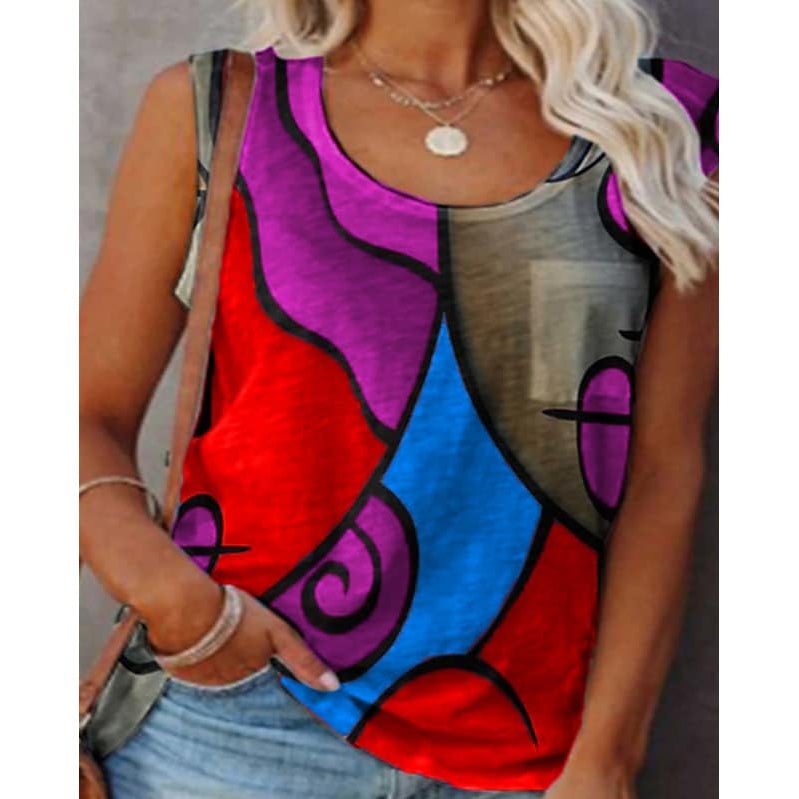 Womens Sleeveless Crew Neck Casual Top Vest Image 3