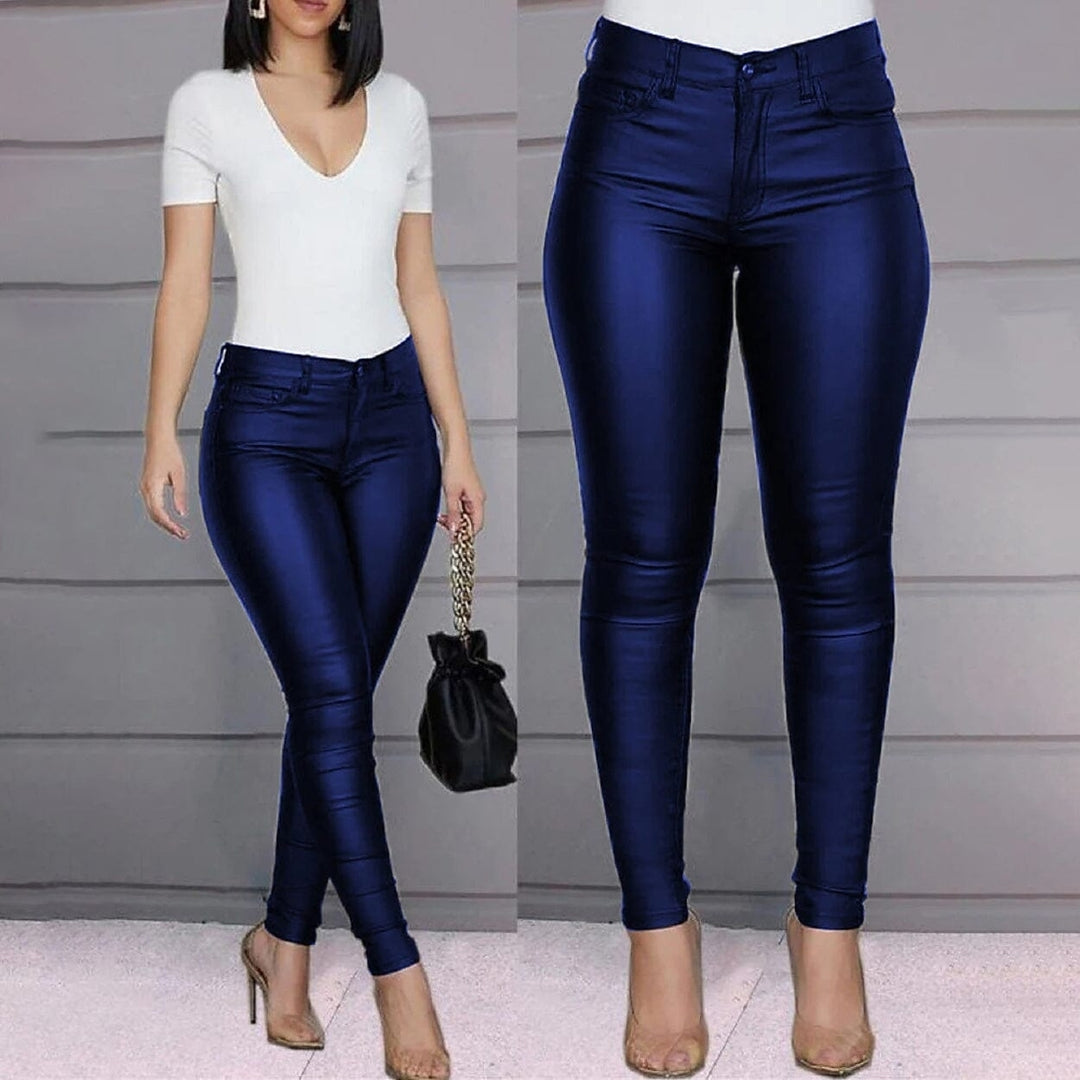 Womens Skinny Leather Pants Image 9