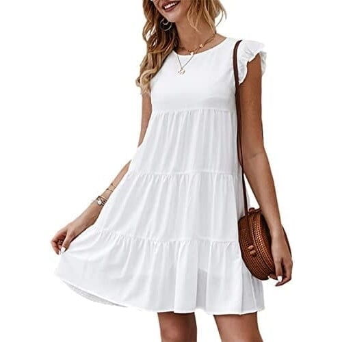 Womens Sleeveless Ruffle Sleeve Summer Dress Image 1