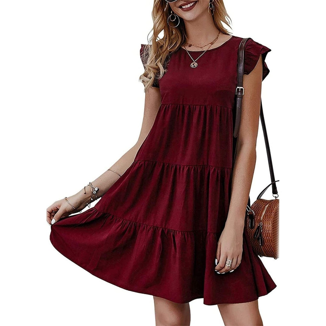 Womens Sleeveless Ruffle Sleeve Summer Dress Image 3