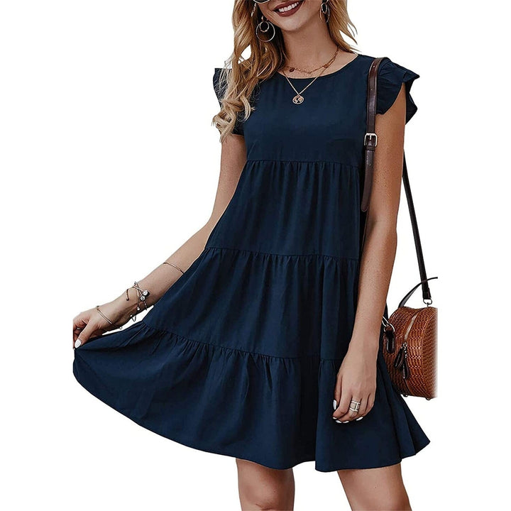 Womens Sleeveless Ruffle Sleeve Summer Dress Image 4