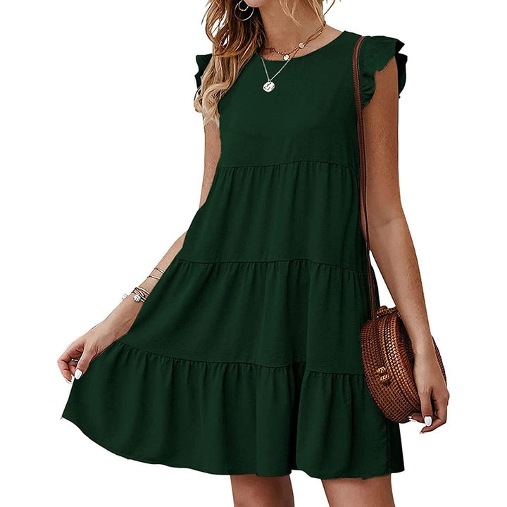 Womens Sleeveless Ruffle Sleeve Summer Dress Image 6