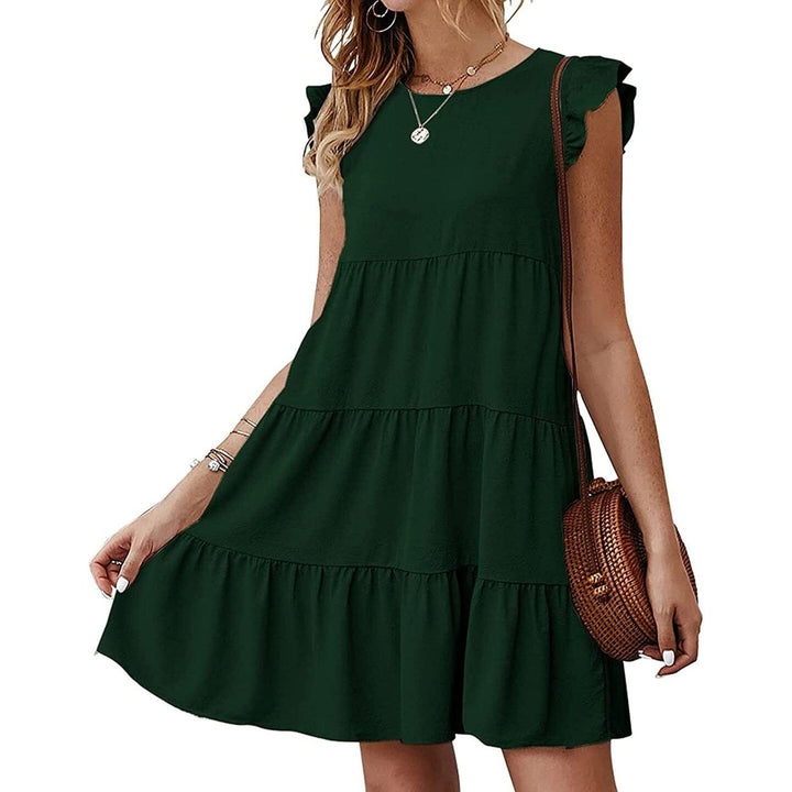 Womens Sleeveless Ruffle Sleeve Summer Dress Image 1