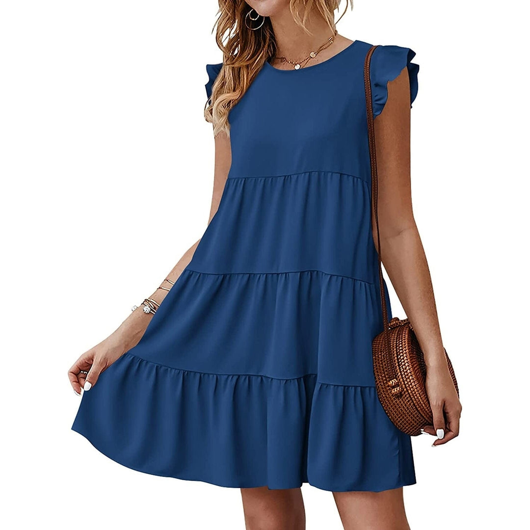 Womens Sleeveless Ruffle Sleeve Summer Dress Image 7