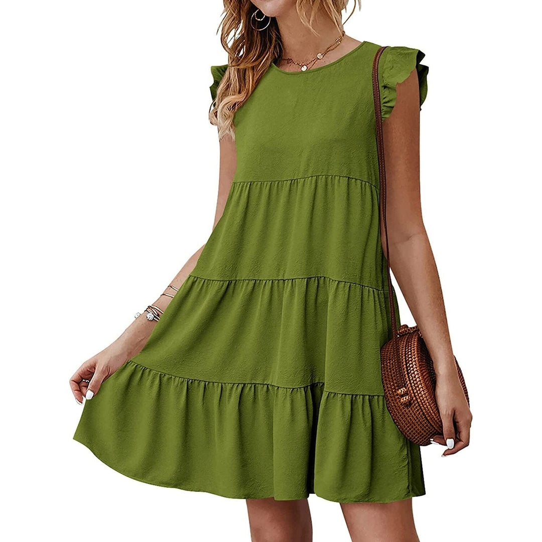 Womens Sleeveless Ruffle Sleeve Summer Dress Image 8