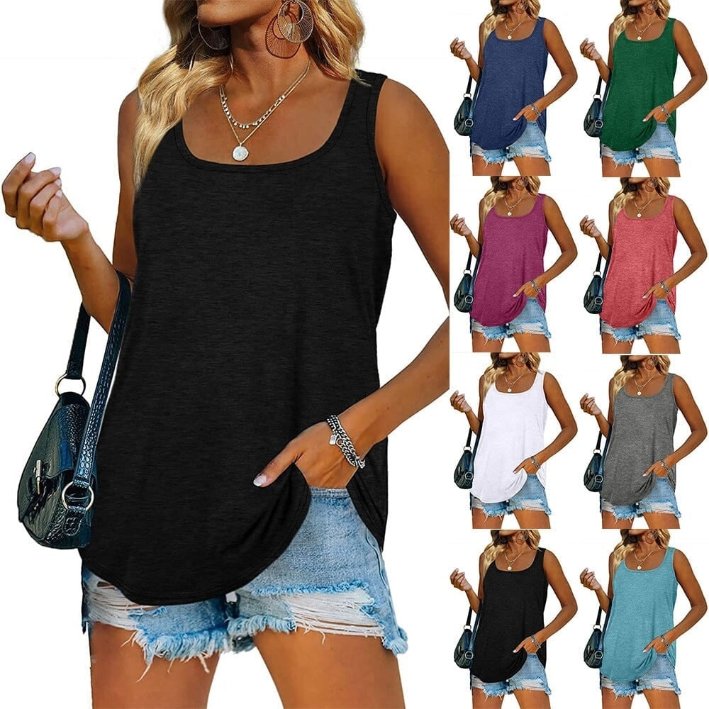 Womens Tank Top Casual Basic Square Neck Image 1