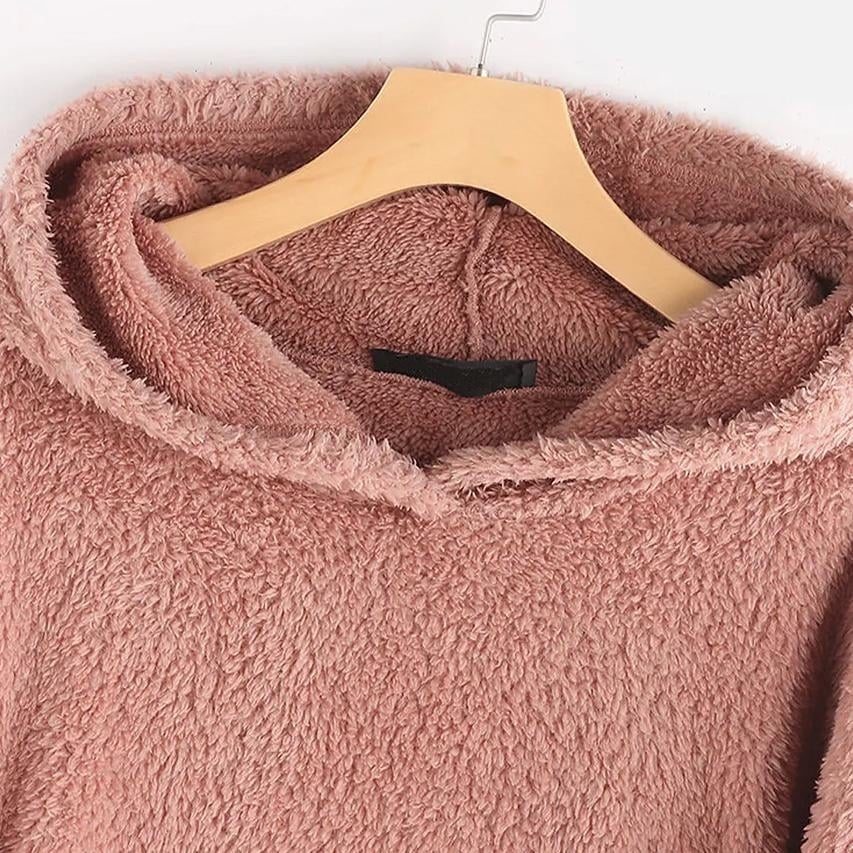 Womens Teddy Coat Cat Animal Front Pocket Hoodies Image 9