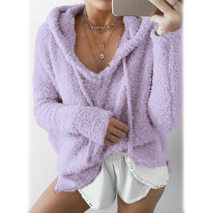 Womens Teddy Coat Plain Daily Basic Loose Hoodie Image 2