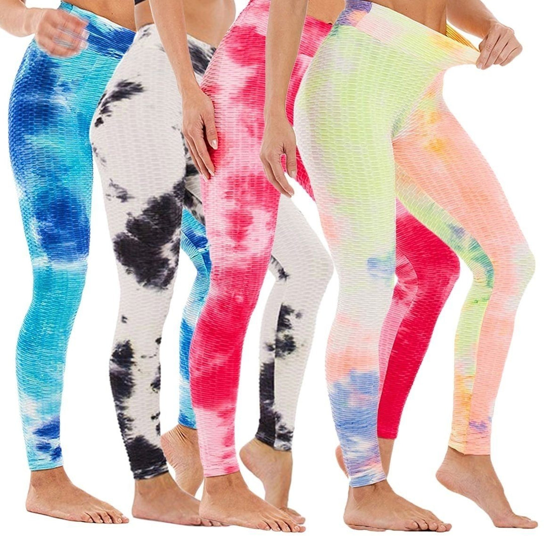 Womens Tie Dye High Waist Tummy Control Butt Lift Yoga Pants Workout Leggings Image 1