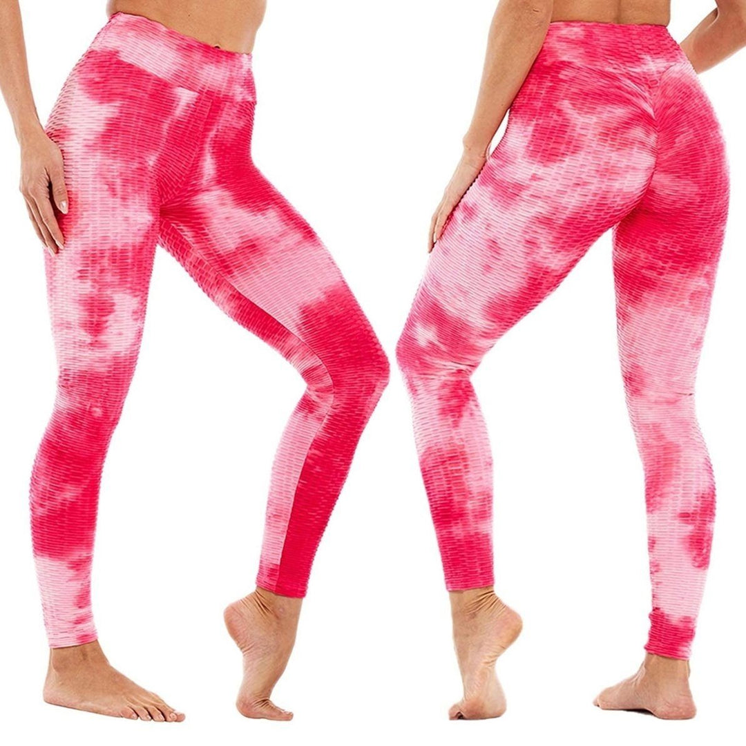 Womens Tie Dye High Waist Tummy Control Butt Lift Yoga Pants Workout Leggings Image 3