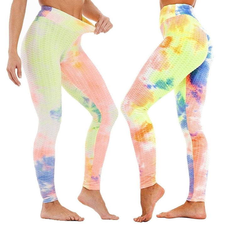 Womens Tie Dye High Waist Tummy Control Butt Lift Yoga Pants Workout Leggings Image 7