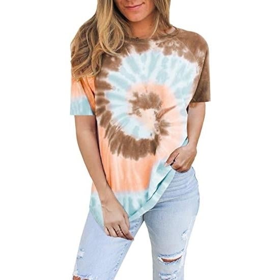 Womens Tie Dye Sweatshirt Casual Crewneck Pullover Shirts Image 2