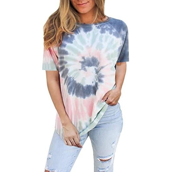 Womens Tie Dye Sweatshirt Casual Crewneck Pullover Shirts Image 3