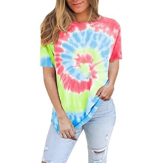 Womens Tie Dye Sweatshirt Casual Crewneck Pullover Shirts Image 4