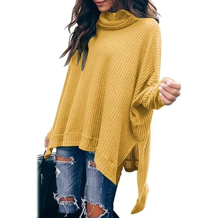 Womens Turtle Cowl Neck Long Batwing Sleeve Sweater Image 1