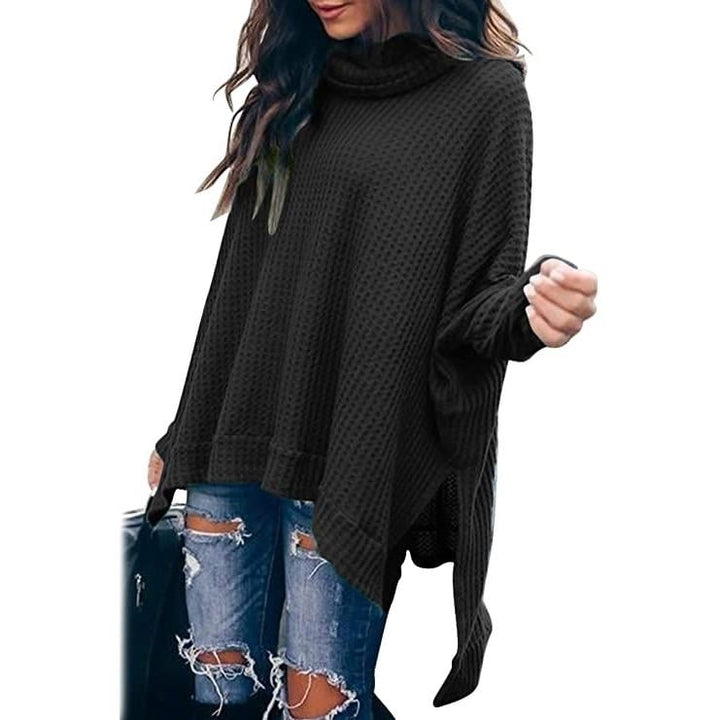 Womens Turtle Cowl Neck Long Batwing Sleeve Sweater Image 2