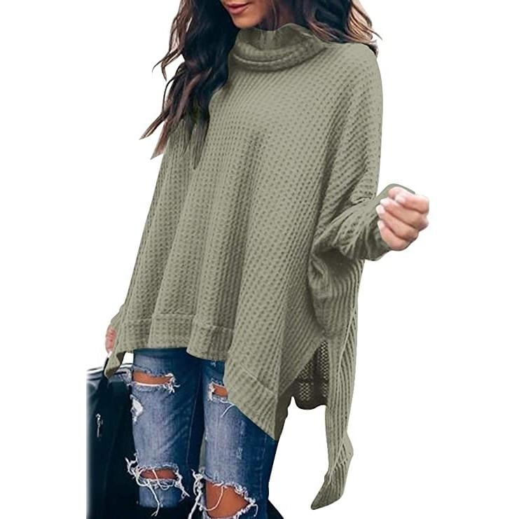 Womens Turtle Cowl Neck Long Batwing Sleeve Sweater Image 3