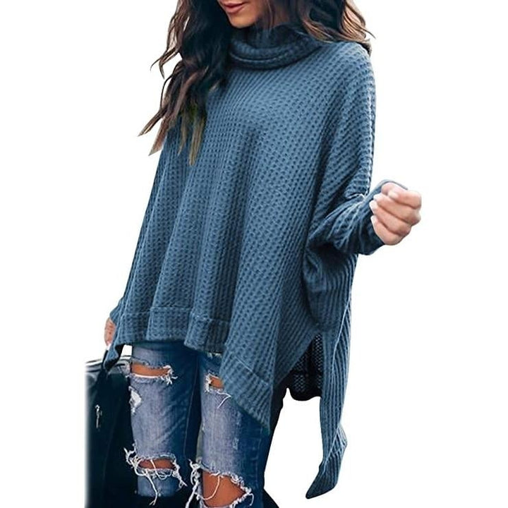 Womens Turtle Cowl Neck Long Batwing Sleeve Sweater Image 4