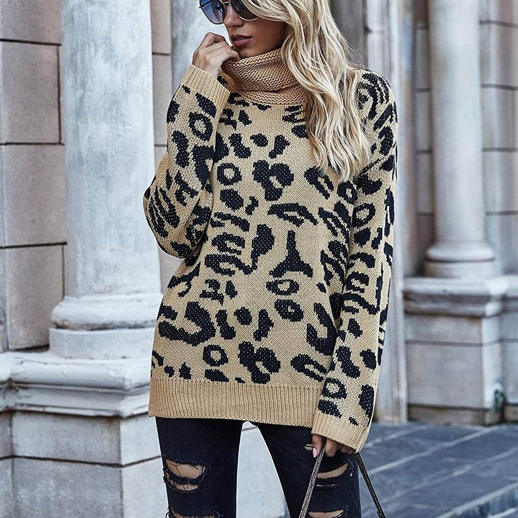 Womens Turtleneck Knitted Sweater Long Sleeves Image 7