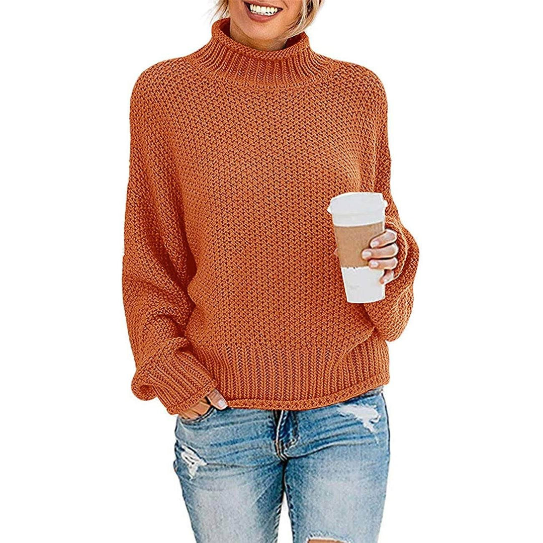 Womens Turtleneck Batwing Sleeve Loose Oversized Chunky Knitted Pullover Sweater Jumper Tops Image 4