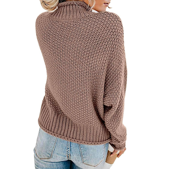 Womens Turtleneck Batwing Sleeve Loose Oversized Chunky Knitted Pullover Sweater Jumper Tops Image 8