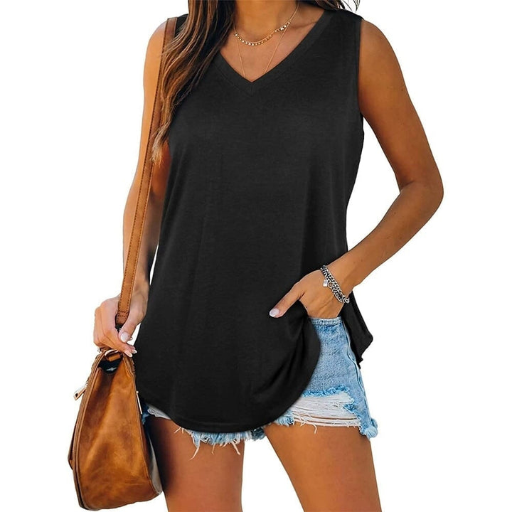 Womens V Neck Tank Top Image 1