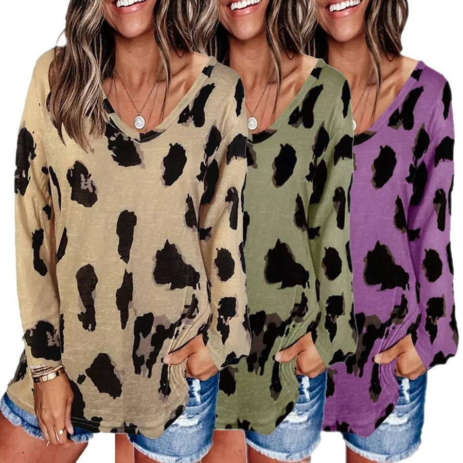 Womens V-Neck Leopard Print Inspired Top Image 1