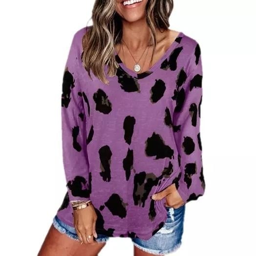 Womens V-Neck Leopard Print Inspired Top Image 3