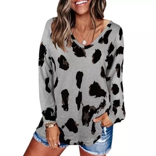 Womens V-Neck Leopard Print Inspired Top Image 4