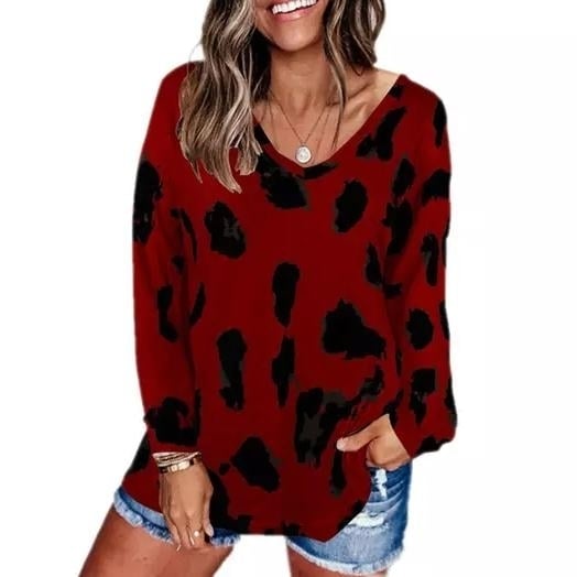 Womens V-Neck Leopard Print Inspired Top Image 4