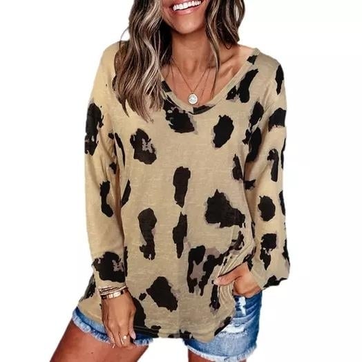 Womens V-Neck Leopard Print Inspired Top Image 6