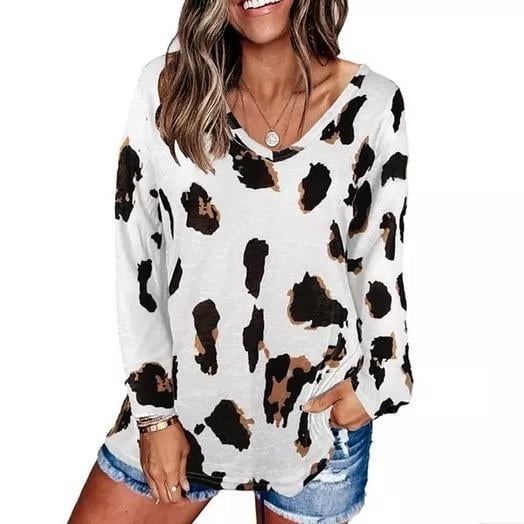 Womens V-Neck Leopard Print Inspired Top Image 7